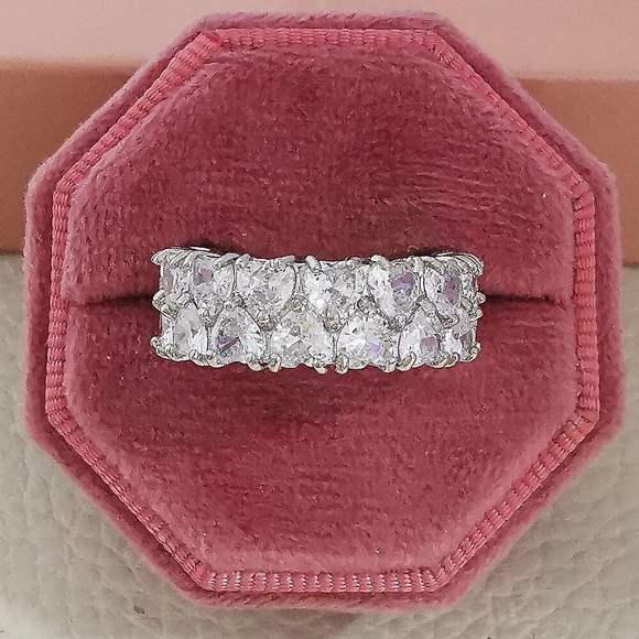 New 925 Silver Heart Eternity Band Ring for Women Wedding Anniversary - Picture 10 of 14